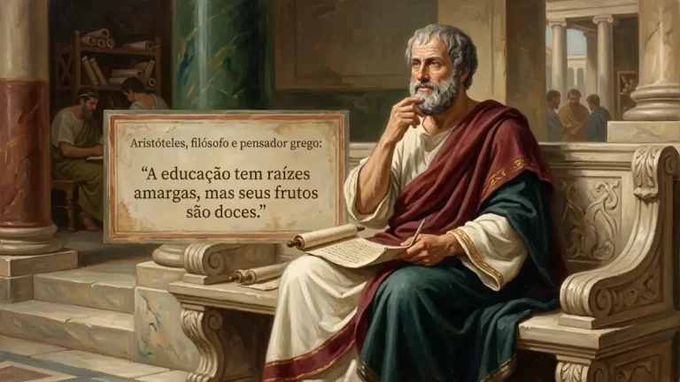 Aristóteles, filósofo e pensador grego : “A educação tem raízes amargas, mas os seus frutos são doces”