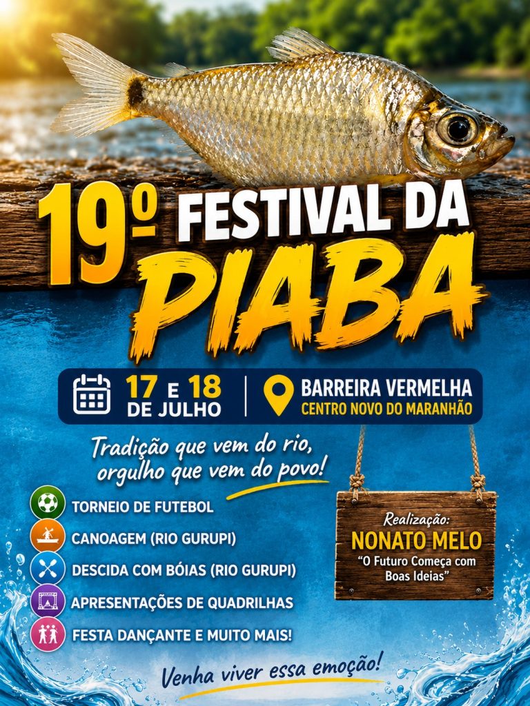 Festival da Piaba celebra 19 anos e transforma Barreira Vermelha em referência cultural e turística de Centro Novo do Maranhão